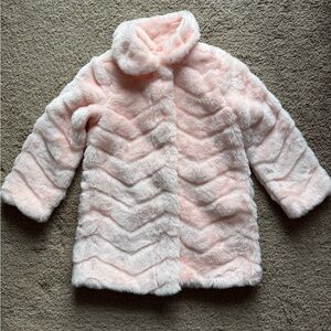 Janie and Jack Pink Chevron Faux Fur Jacket Coat 3-4T